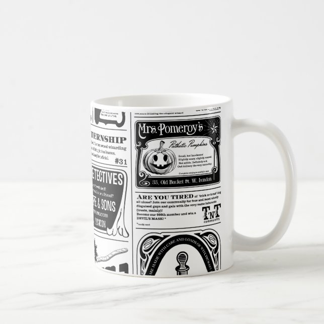 creepy newspaper coffee mug (Right)