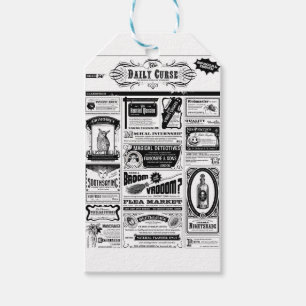 creepy newspaper gift tags