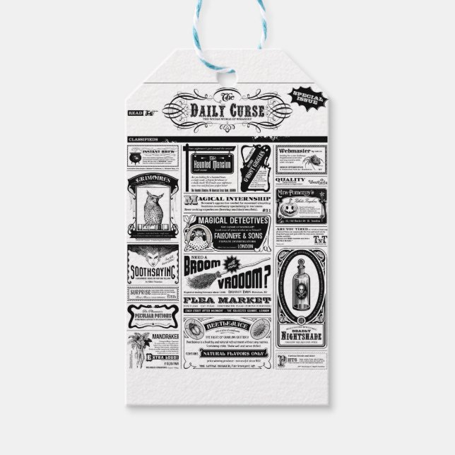 creepy newspaper gift tags (Front)