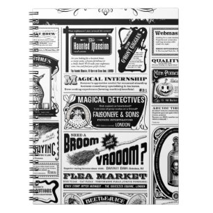 creepy newspaper notebook