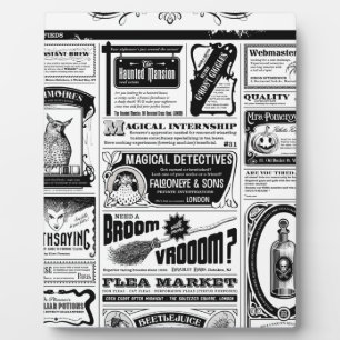 creepy newspaper plaque