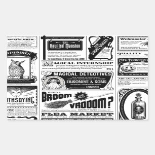 creepy newspaper rectangular sticker
