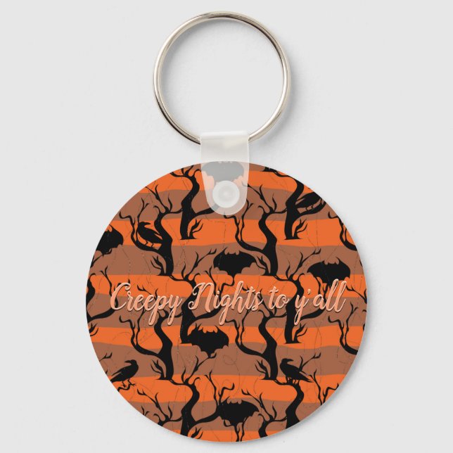 Creepy Nights to y'all Keychain_orange theme Key Ring (Front)
