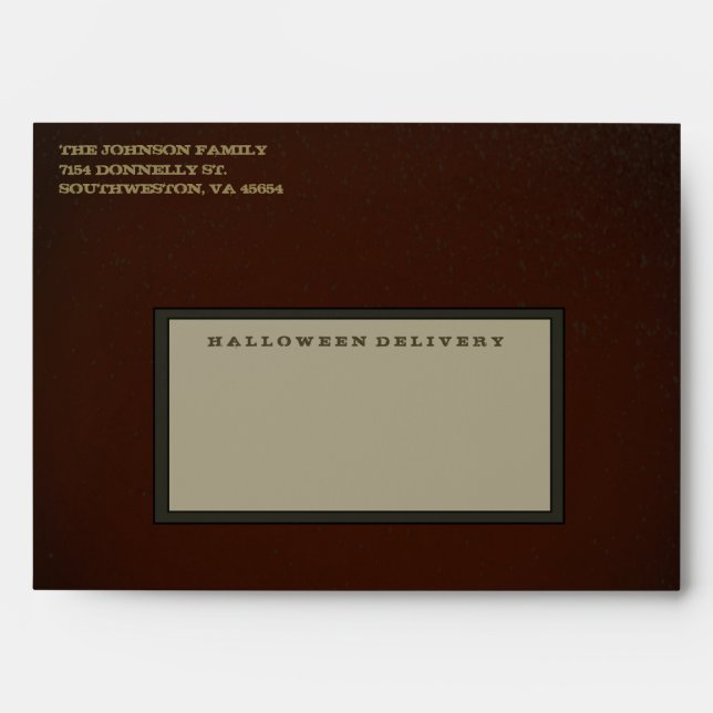 Creepy Orange, Green & Gold Halloween Envelope (Front)