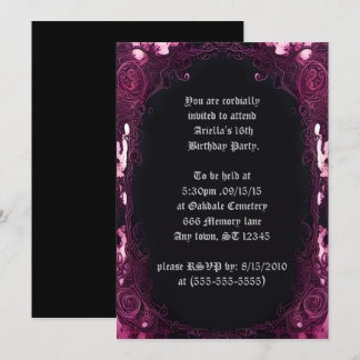 Creepy Pink Framed Black Mirror Sweet 16 Birthday Invitation