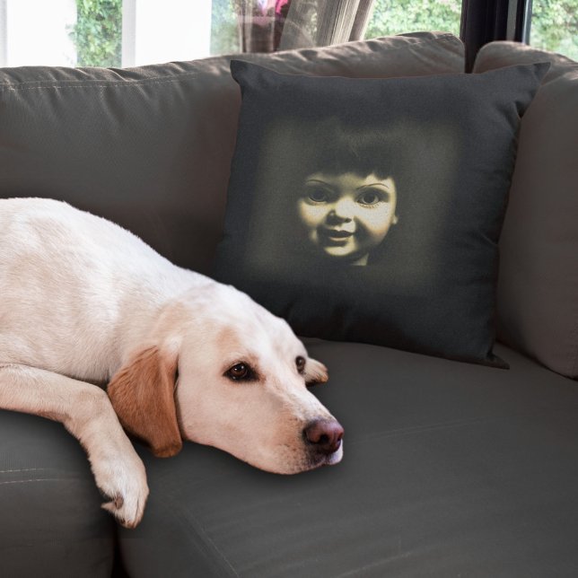 Creepy Porcelain Doll Halloween Home Decor Cushion (Creator Uploaded)