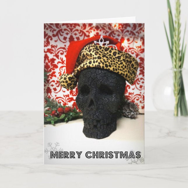 Creepy Princess Santa Skull Christmas Card (Front)