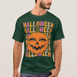 Creepy Pumpkin 70s 80s Retro Vintage Style Hallowe T-Shirt