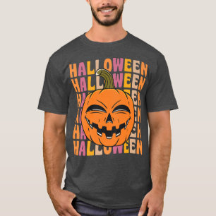 Creepy Pumpkin 70s 80s Retro Vintage Style Hallowe T-Shirt