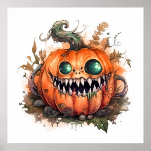 Creepy Pumpkin Art Poster