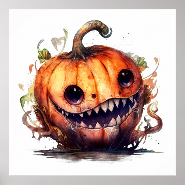 Creepy Pumpkin Art Poster (Front)
