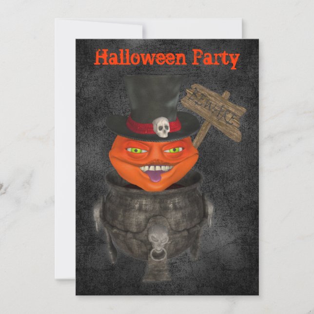 Creepy Pumpkin Face Halloween Invitation (Front)