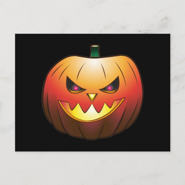 Creepy Pumpkin Halloween Postcard (Front)