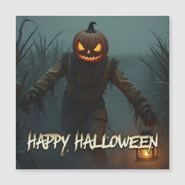 Creepy Pumpkin Head Halloween Scene (Front)