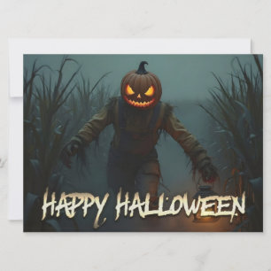 Creepy Pumpkin Head Halloween Scene