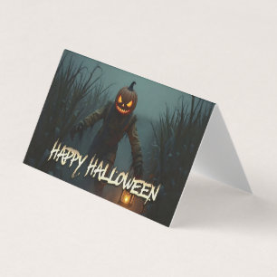  Creepy Pumpkin Head Halloween Scene Business Card
