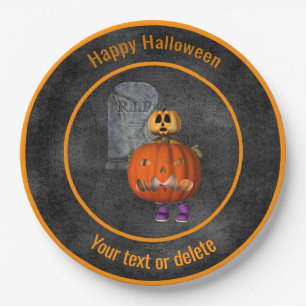 Creepy Pumpkin Man Personalised Halloween Party Paper Plate