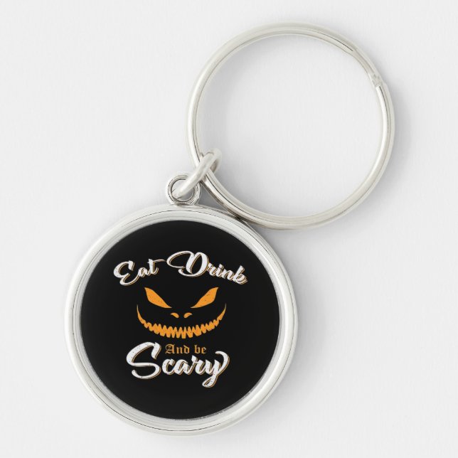 Creepy Pumpkin Monster Halloween Key Ring (Front)