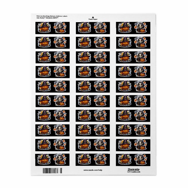 🧟 Creepy Pumpkin Witch Halloween Return Address Label (Full Sheet)
