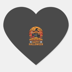 Creepy Pumpkin Witch Happy Halloween Vector Design Heart Sticker