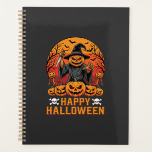 Creepy Pumpkin Witch Happy Halloween Vector Design Planner