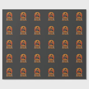 Creepy Pumpkin Witch Happy Halloween Vector Design Wrapping Paper