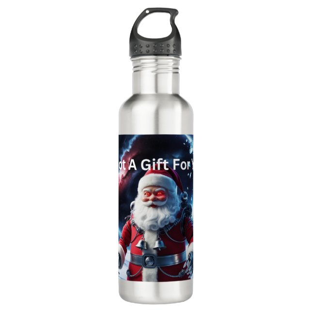 creepy Robot Santa 710 Ml Water Bottle (Front)