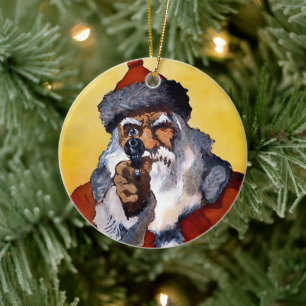 Creepy Santa Ceramic Christmas Ornament