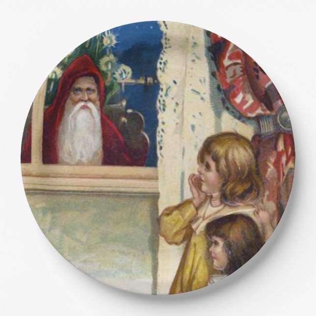 Creepy Santa Christmas Paper Plate (Front)