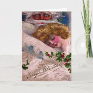 Creepy Santa Claus Pretty Woman Christmas Holiday Card