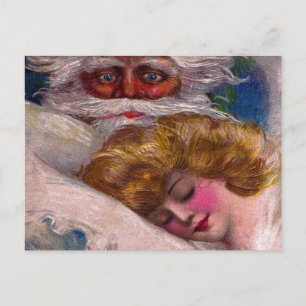 Creepy Santa Claus Pretty Woman Christmas Holiday Postcard