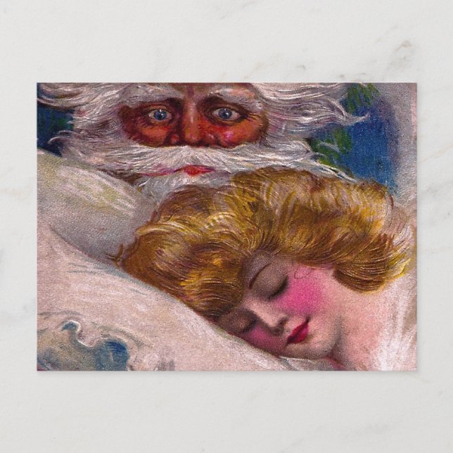 Creepy Santa Claus Pretty Woman Christmas Holiday Postcard (Front)