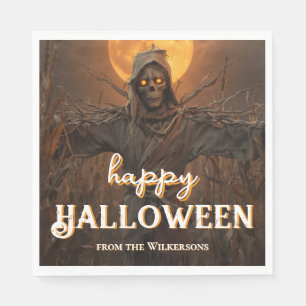 Creepy Scarecrow Custom Name Halloween Party Napkin
