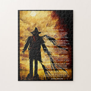 Creepy Scarecrow dark art and poem  Jigsaw Puzzle
