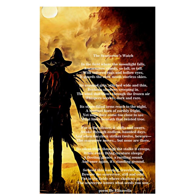Creepy Scarecrow dark art and poem  Rectangular Sticker (Creator Uploaded)