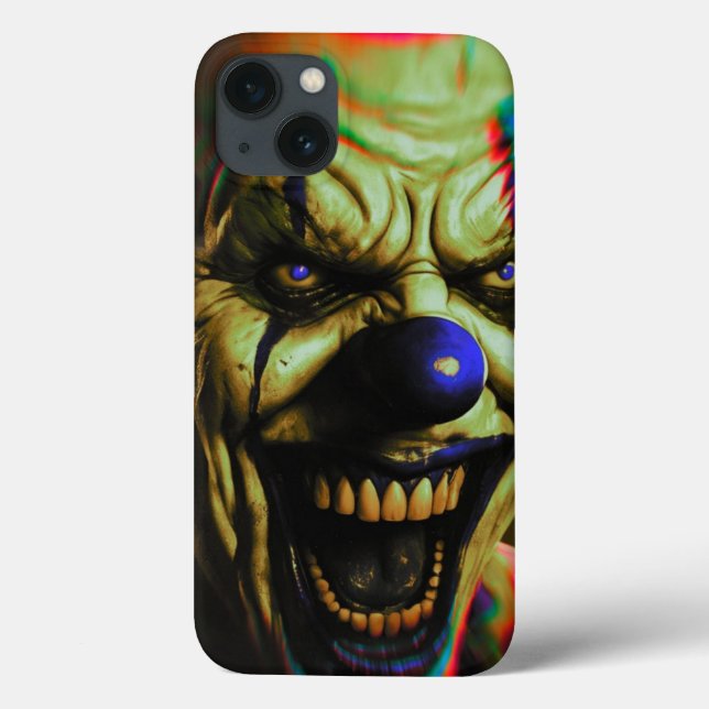 Creepy scary evil clown iPhone 13 case (Back)