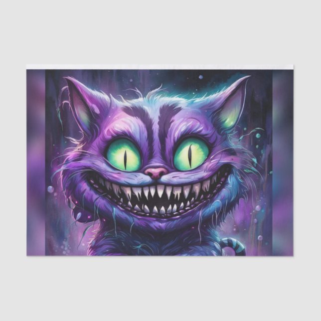 Creepy Scary Halloween Cheshire Cat Decoupage  Tissue Paper (Front)