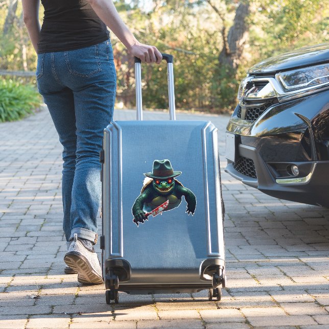 Creepy Scary Halloween Turtle T-Shirt (Suitcase Insitu)