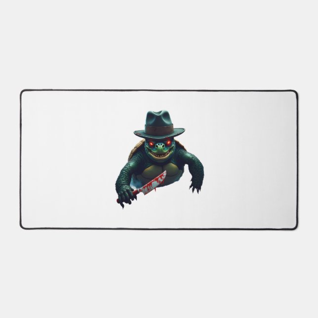 Creepy Scary Halloween Turtle T-Shirt Desk Mat (Front)