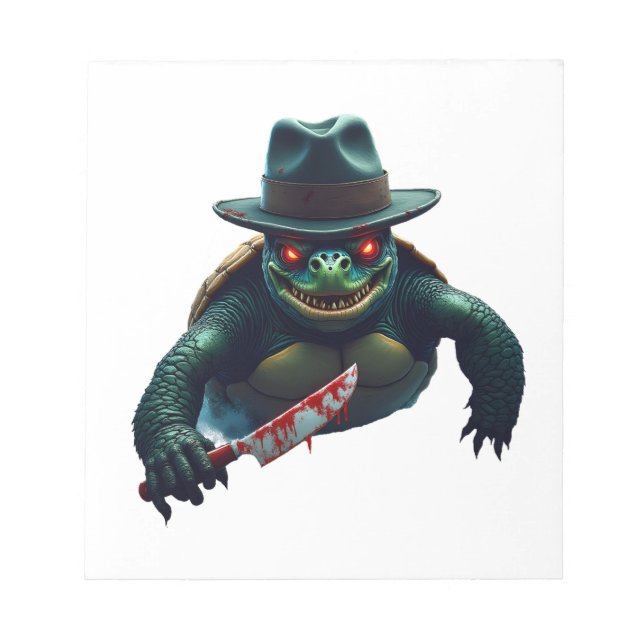 Creepy Scary Halloween Turtle T-Shirt Notepad (Front)