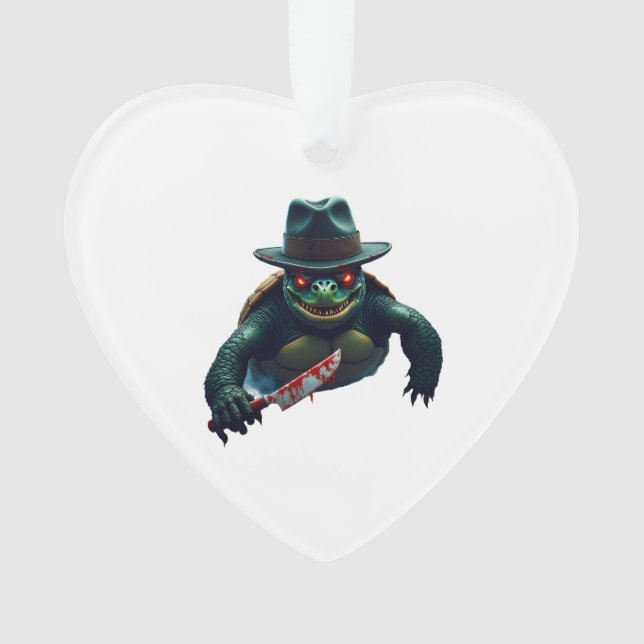 Creepy Scary Halloween Turtle T-Shirt Ornament (Front)