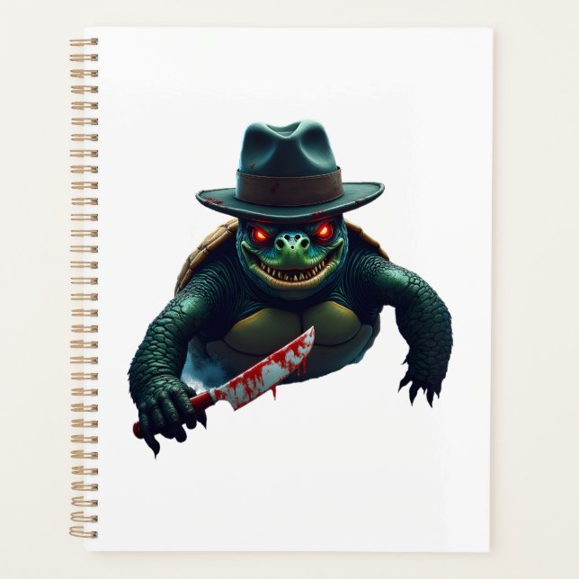 Creepy Scary Halloween Turtle T-Shirt Planner (Front)