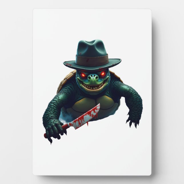 Creepy Scary Halloween Turtle T-Shirt Plaque (Front)