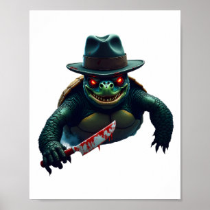 Creepy Scary Halloween Turtle T-Shirt Poster