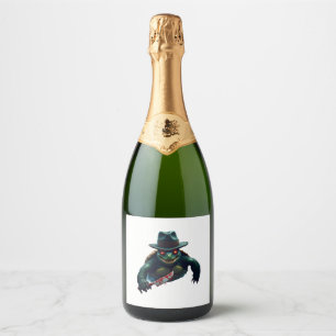 Creepy Scary Halloween Turtle T-Shirt Sparkling Wine Label