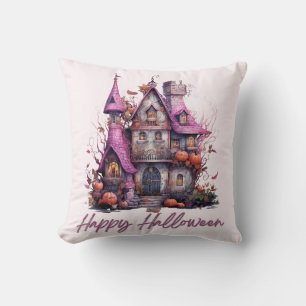 Creepy Scary Haunted House Happy Halloween Cushion