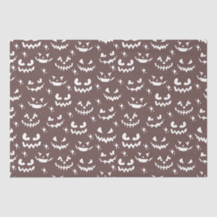 Creepy Scary Jack-O' Lantern Faces Brown Halloween Tissue Paper