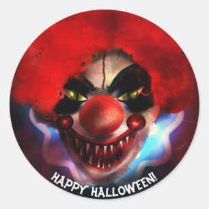 Creepy Scary Killer Clown Halloween Party Favour Classic Round Sticker