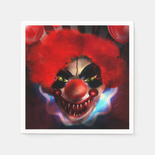 Creepy Scary Killer Clown Halloween Party Napkin