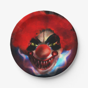 Creepy Scary Killer Clown Halloween Party Paper Plate